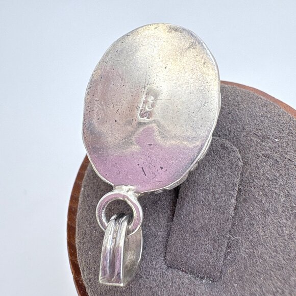 VTG Sterling Silver 925 Turquoise Bezel Set Cabochon Pendant Size 1.5" Length - Picture 5 of 9